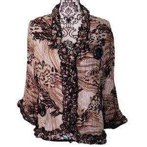 Vintage Crinkle Ruffle Beaded Blouse